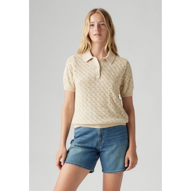 lavender pointelle polo Oatmeal